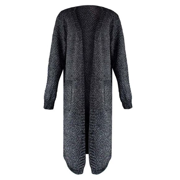 Draped Knit Cardigan Sweater With Pockets - Picture 6 of 8